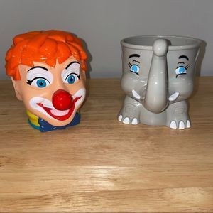 Ringling Brothers Circus Clown and Elephant Mugs
